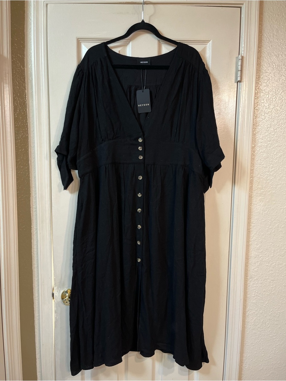NWT Heyson Black Button-Front Women’s Midi Dress